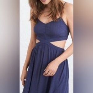 Aerie Maxi Cutout Dress in Navy Blue Size Medium